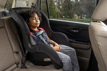 Stage 2. Forward-facing car seat: After outgrowing their rear-facing car seat and until at least age 5.